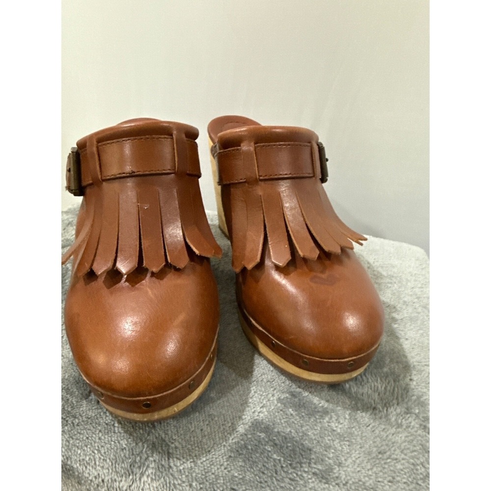 Madewell Clog Heels Women Size 6 Embossed Leather brown Excellent